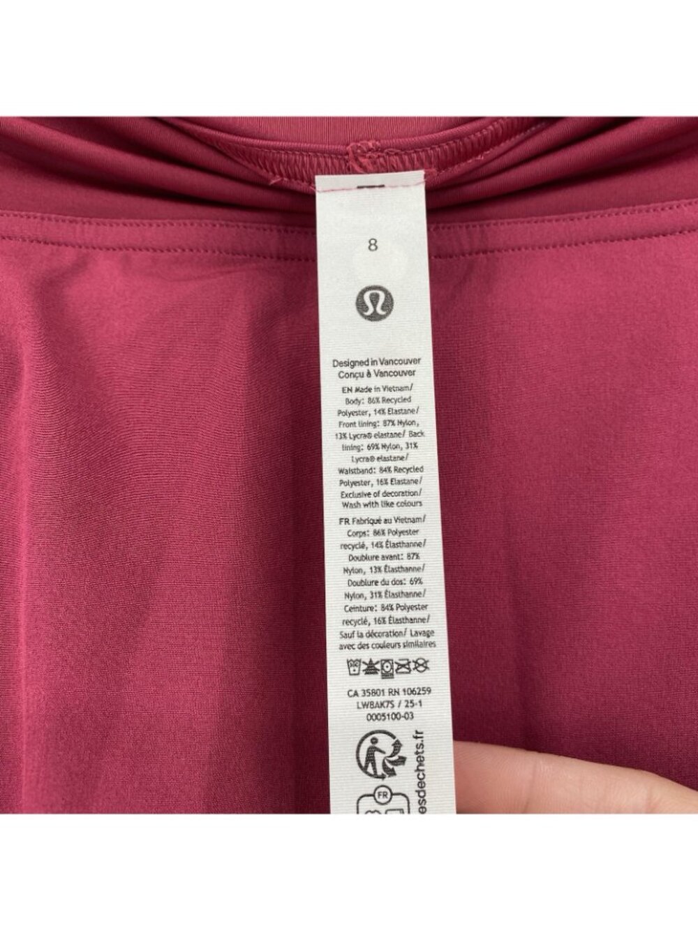 Lululemon Size 8 Lightweight High Rise Tennis Skirt Magenta Smoke LW8AK7S - Picture 8 of 11